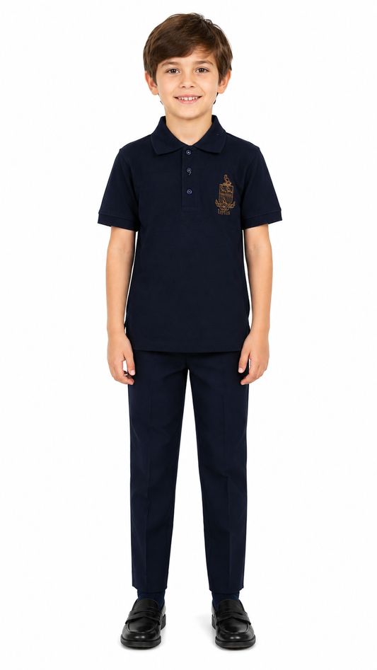 NAVY POLO-(GOLD LOGO)
